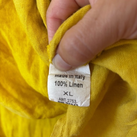 Terzo Millennio Yellow Linen Dress Boho Lagenlook Sz XL - Picture 6 of 9